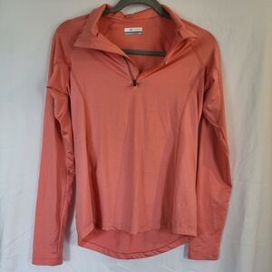 Columbia Women's Peach 1/4 Zip Athletic Collar Long Sleeve Small UWOT